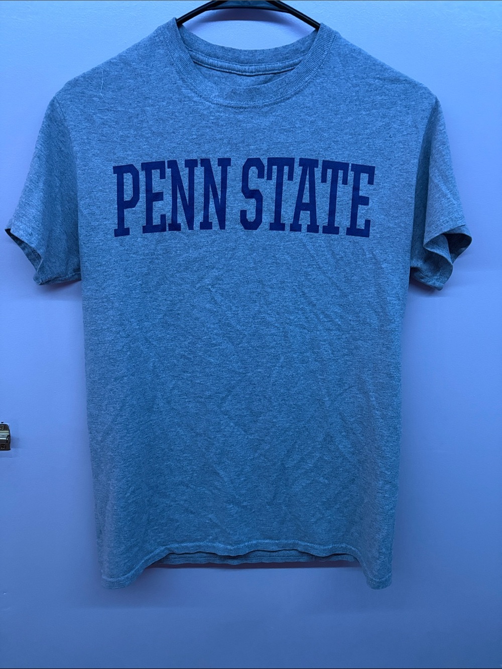 Gildan Grey Heather Penn State Short Sleeve Tee with Navy Print